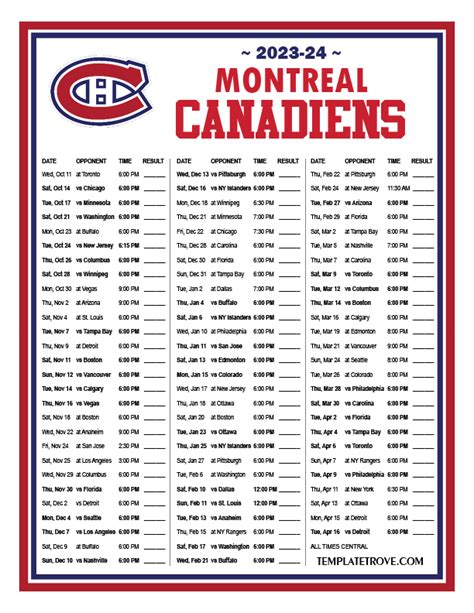 canadiens de montréal calendrier imprimable|calendrier du canadiens 2023 2024.